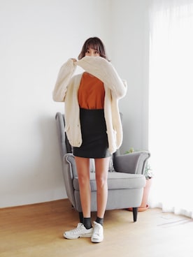 「skirt」｜「アイテム（ノーカラージャケット）」を使った、ANWAIIさん（レディース・165cm）の秋コーディネート