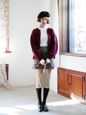 「STYLE」｜「アイテム（ノーカラージャケット）」を使った、ANWAIIさん（レディース・165cm）の秋コーディネート