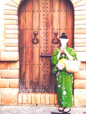 「アイテム（浴衣、グリーン系）」を使った、あゆもさん（レディース・152cm）の夏コーディネート