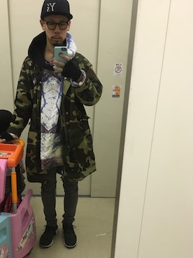 「PHENOMENON（フェノメノン）のアイテム（モッズコート）」を使った、takahさん（メンズ・177cm）の冬コーディネート