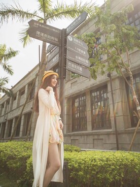 「NET（ネット）のアイテム（ピーコート）」を使った、湯茉莉さん（レディース・161cm）の秋コーディネート