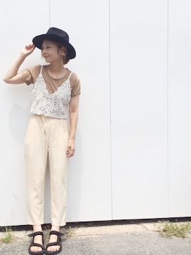 「重ね着」｜「アイテム（キャミソール）」を使った、mikiviciousさん（レディース・162cm・30代）の夏コーディネート