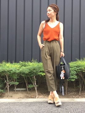 「アイテム（キャミソール、オレンジ系）」を使った、mikiviciousさん（レディース・162cm・30代）の夏コーディネート