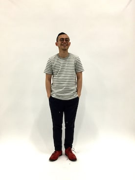 「ADPOSION（アドポーション）のアイテム（スラックス）」を使った、mamamamascoさん（メンズ・163cm）の春コーディネート