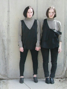 「VINTAGE（ヴィンテージ）のアイテム（ブーティ）」を使った、Natalia さん（レディース・153cm）の秋コーディネート