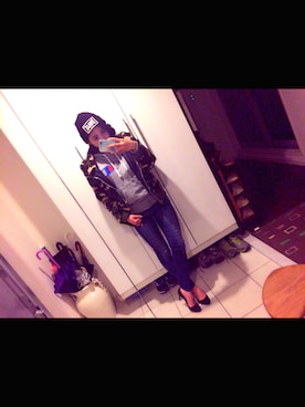 「Rodeo Crowns（ロデオクラウンズ）のアイテム（ダウンジャケット/コート）」を使った、hikaruさん（レディース・158cm）の春コーディネート