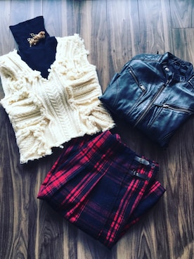 「チェックのスカート」｜Aya Tokunagaさん（レディース・153cm）の冬コーディネート