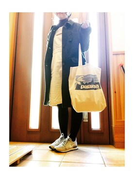 「patagonia」｜「アイテム（ステンカラーコート）」を使った、kao☺︎さん（レディース・153cm）の冬コーディネート