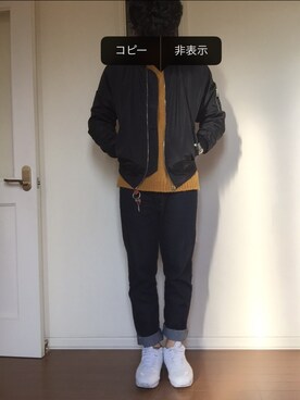 「DHOLIC（ディーホリック）のアイテム（ブルゾン）」を使った、たくましんさん（メンズ・172cm）の冬コーディネート