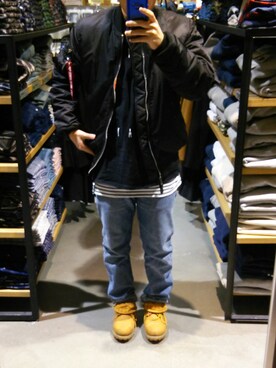 「ALPHA（アルファ）のアイテム（その他アウター）」を使った、YU-TOさん（メンズ・166cm）の冬コーディネート