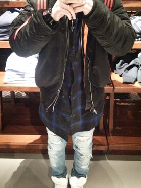 「ALPHA（アルファ）のアイテム（その他アウター）」を使った、YU-TOさん（メンズ・166cm）の冬コーディネート