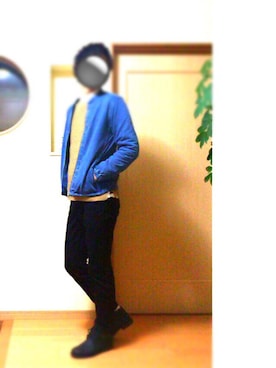 「ジージャン」｜「アイテム（ノーカラージャケット）」を使った、かずきさん（メンズ・181cm）の冬コーディネート