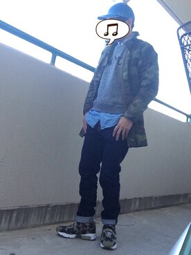 「アイテム（ステンカラーコート、グリーン系）」を使った、tak@さん（メンズ・170cm）の春コーディネート