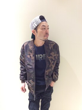 「NEWERA」｜「アイテム（MA-1）」を使った、mur@さん（メンズ・171cm）の夏コーディネート