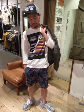 「NEWERA」｜「アイテム（MA-1）」を使った、mur@さん（メンズ・171cm）の夏コーディネート