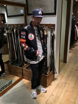 「AVIREX（アヴィレックス）のアイテム（MA-1）」を使った、mur@さん（メンズ・171cm）の秋コーディネート