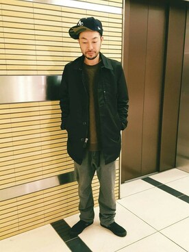 「AVIREX（アヴィレックス）のアイテム（ステンカラーコート）」を使った、mur@さん（メンズ・171cm）の秋コーディネート