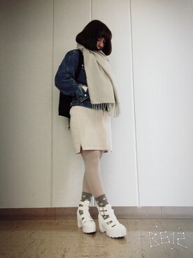 「アイテム（タイツ/ストッキング、シルバー系）」を使った、현주さん（レディース・158cm）の冬コーディネート