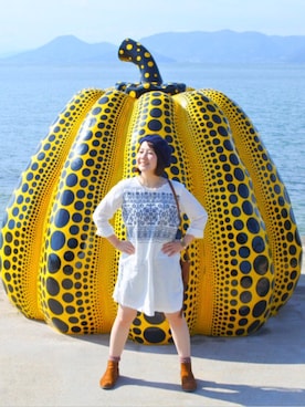 「直島」｜「アイテム（ワンピース/ドレス）」を使った、emotokeiさん（レディース・152cm）の秋コーディネート