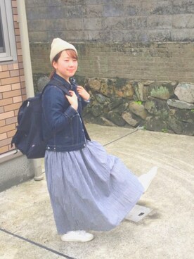 「UNRELISH（アンレリッシュ）のアイテム（デニムジャケット）」を使った、emotokeiさん（レディース・152cm）の春コーディネート