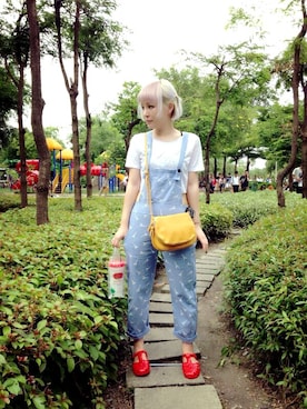 「no brand（ノーブランド）のアイテム（つなぎ/オールインワン）」を使った、FenYuさん（レディース・153cm）の夏コーディネート