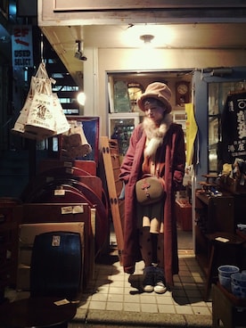 「アイテム（カバーオール）」を使った、FenYuさん（レディース・153cm）の冬コーディネート