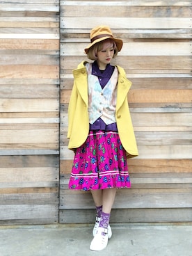 「アイテム（ダッフルコート）」を使った、FenYuさん（レディース・153cm）の春コーディネート