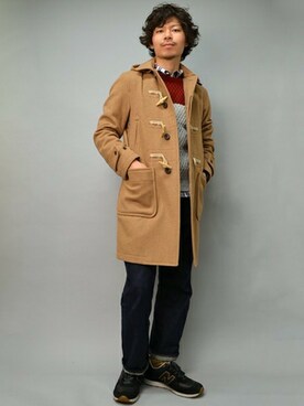 「SHIPS（シップス）のアイテム（ダッフルコート）」を使った、萩原さん（メンズ・175cm）の秋コーディネート