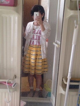 「ボーダースカート」｜「アイテム（ブルゾン）」を使った、あーるさん（レディース・146cm）の秋コーディネート