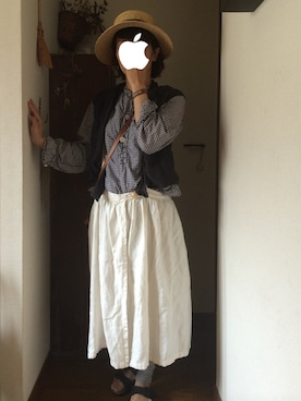「麦わら帽子」｜「アイテム（その他アウター）」を使った、rachiさん（レディース・160cm）の夏コーディネート