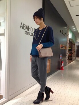 「Abahouse Devinette（ドゥヴィネット）のアイテム（ニットキャップ/ビーニー）」を使った、Rikoさん（レディース・162cm）の秋コーディネート