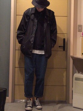「CONVERSE（コンバース）のアイテム（ナイロンジャケット）」を使った、イ ケ ダさん（メンズ・181cm）の春コーディネート