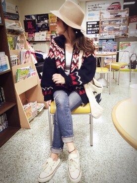 「カウチン」｜sayさん（レディース・158cm）の冬コーディネート