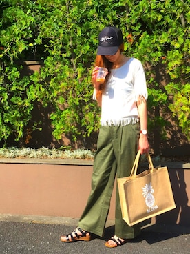 「7月WEAR夏のサンダル祭り」｜「アイテム（キャップ）」を使った、mii◡̈⃝さん（レディース・170cm）の夏コーディネート
