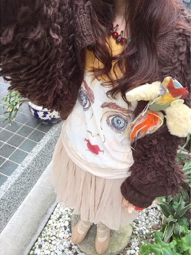 「あちゃちゅむ（アチャチュム）のアイテム（Tシャツ/カットソー、その他）」を使った、masamiさん（レディース・150cm）の秋コーディネート