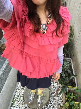 「NOZOMI ISHIGURO Haute Couture（ノゾミイシグロオートクチュール）のアイテム（その他トップス、ピンク系）」を使った、masamiさん（レディース・150cm）の春コーディネート