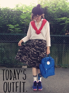 「アイテム（バックパック/リュック、ブルー系）」を使った、takem☻さん（レディース・164cm）の秋コーディネート