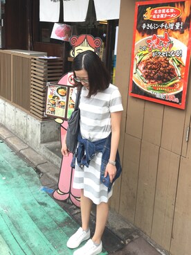 「MUJI」｜「アイテム（デニムジャケット）」を使った、Jennyさん（レディース・152cm）の春コーディネート