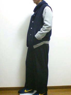 「ワイドスラックス」｜「アイテム（スタジャン）」を使った、ryoさん（メンズ・177cm）の秋コーディネート