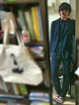 「ロングシャツ」｜「アイテム（ピーコート）」を使った、しょた。さん（メンズ・172cm）の冬コーディネート