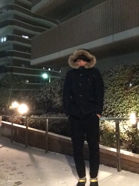 「フード」｜しょた。さん（メンズ・172cm）の冬コーディネート