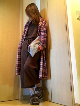 「MOUSSY（マウジー）のアイテム（つなぎ/オールインワン）」を使った、meさん（レディース・157cm）の冬コーディネート