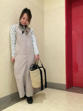 「AS KNOW AS PINKY（アズノゥアズピンキー）のアイテム（オールインワン・サロペット）」を使った、pucchinさん（レディース・148cm）の春コーディネート