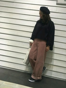 「AS KNOW AS PINKY（アズノゥアズピンキー）のアイテム（スウェット）」を使った、pucchinさん（レディース・148cm）の秋コーディネート