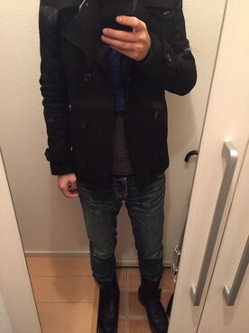 「Murder License（マーダーライセンス）のアイテム（ピーコート）」を使った、なつおさん（メンズ・168cm）の冬コーディネート