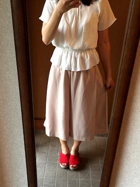 「お食事会」｜「アイテム（パンツ）」を使った、らなさん（レディース・155cm）の夏コーディネート