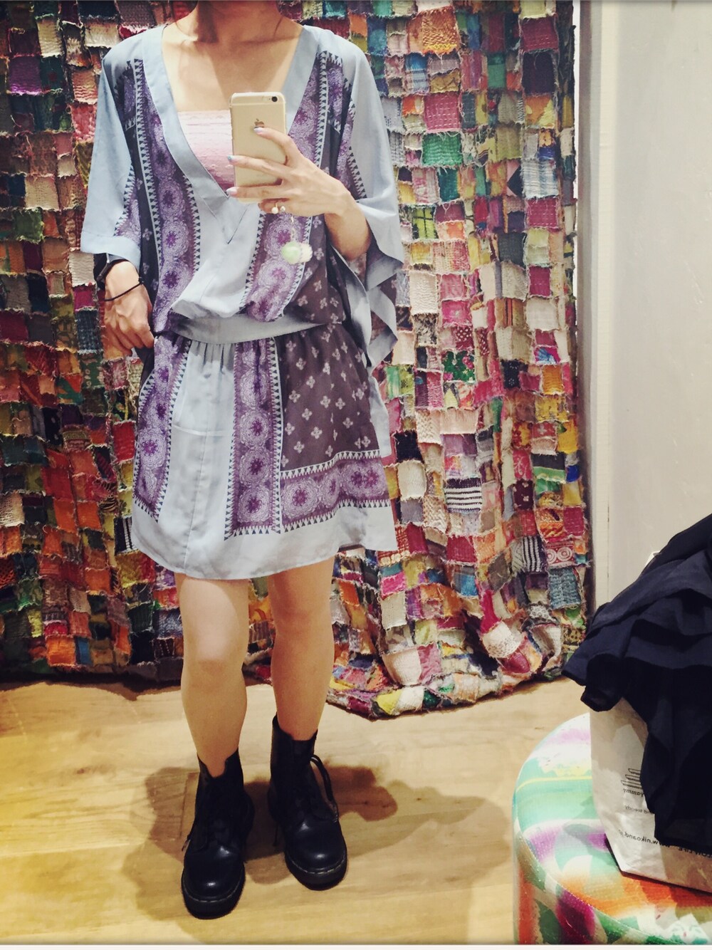 「Free people」｜「FREE PEOPLEのアイテム（ワンピース、ブルー系）」を使った、戸田夕貴さん（レディース・158cm）の秋コーディネートの1枚目の写真