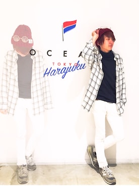 「赤ニット帽」｜大橋賢也  OCEAN TOKYOさん（メンズ・160cm）の秋コーディネート