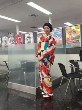 「アイテム（浴衣、グリーン系）」を使った、モダンアンテナさん（レディース・161cm）の夏コーディネート