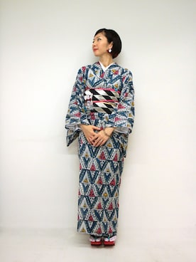 「アイテム（浴衣、シルバー系）」を使った、モダンアンテナさん（レディース・161cm）の夏コーディネート